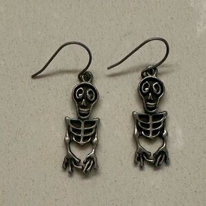 Y2K Black Skeleton Metal Earrings